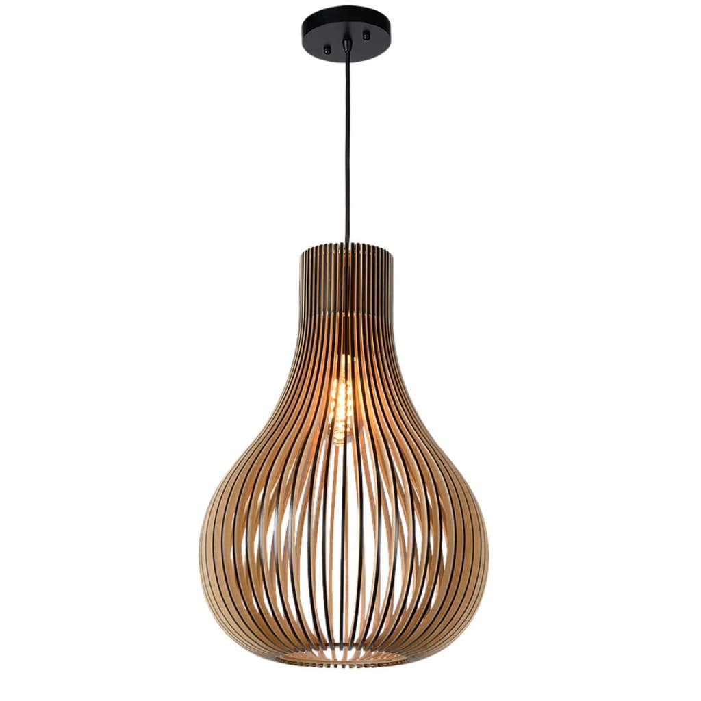 Luminária Lustre Teto tipo Pendente MADRI MDF Completa Quarto Sala Estar Jantar Escritório Cozinha