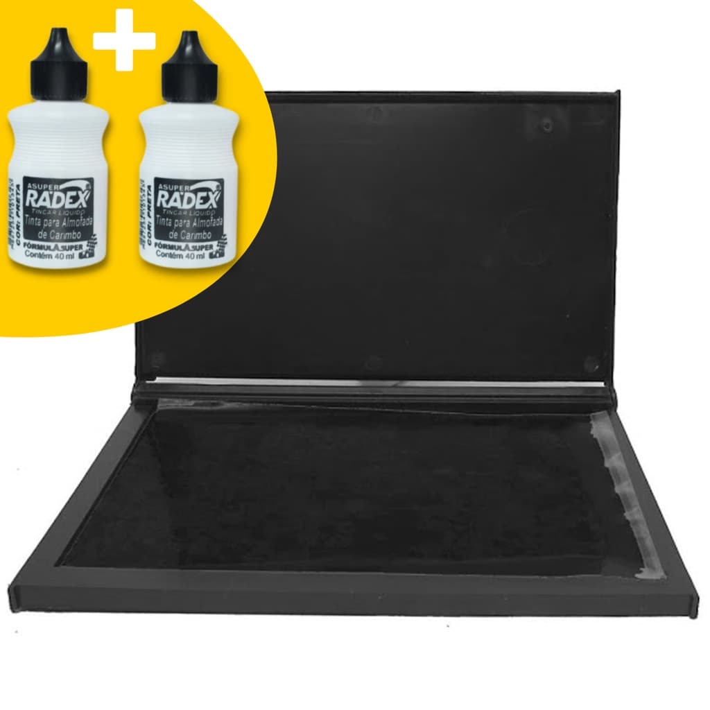 Almofada para Carimbo N4 Preta +2 Tintas Pretas Refil