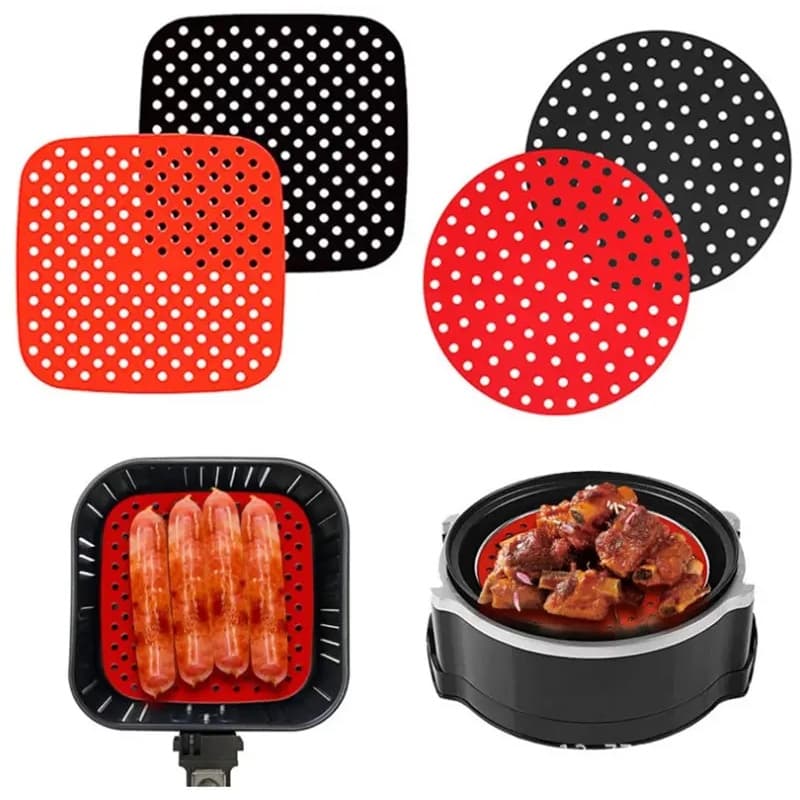 Tapete Para Air Fryer Protetor Silicone Quadrado Redondo