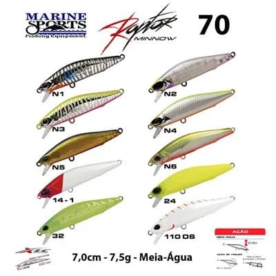 Isca Artificial Meia Agua Marine Raptor 70 - Cores - Envio Já