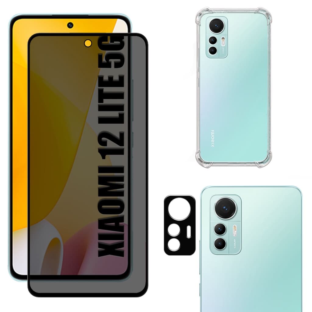Kit Para Xiaomi 12 Lite 5g | Película de Privacidade 3D - Capa Anti Shock - Película da Câmera 3D