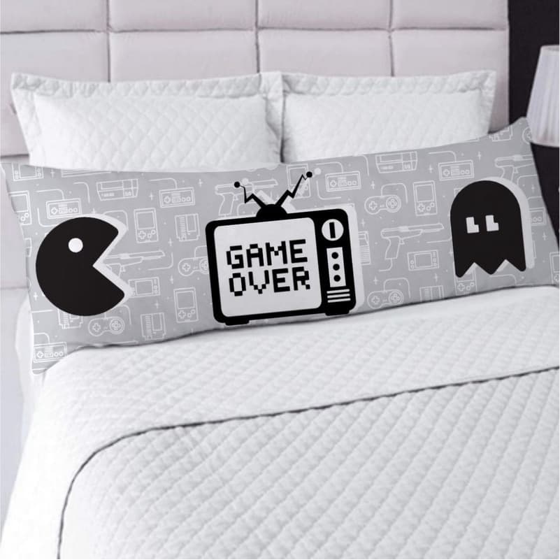 Travesseiro de Corpo Xuxão Game Over 1,25x0,45cm Fronha com Zíper Enchimento de Silicone