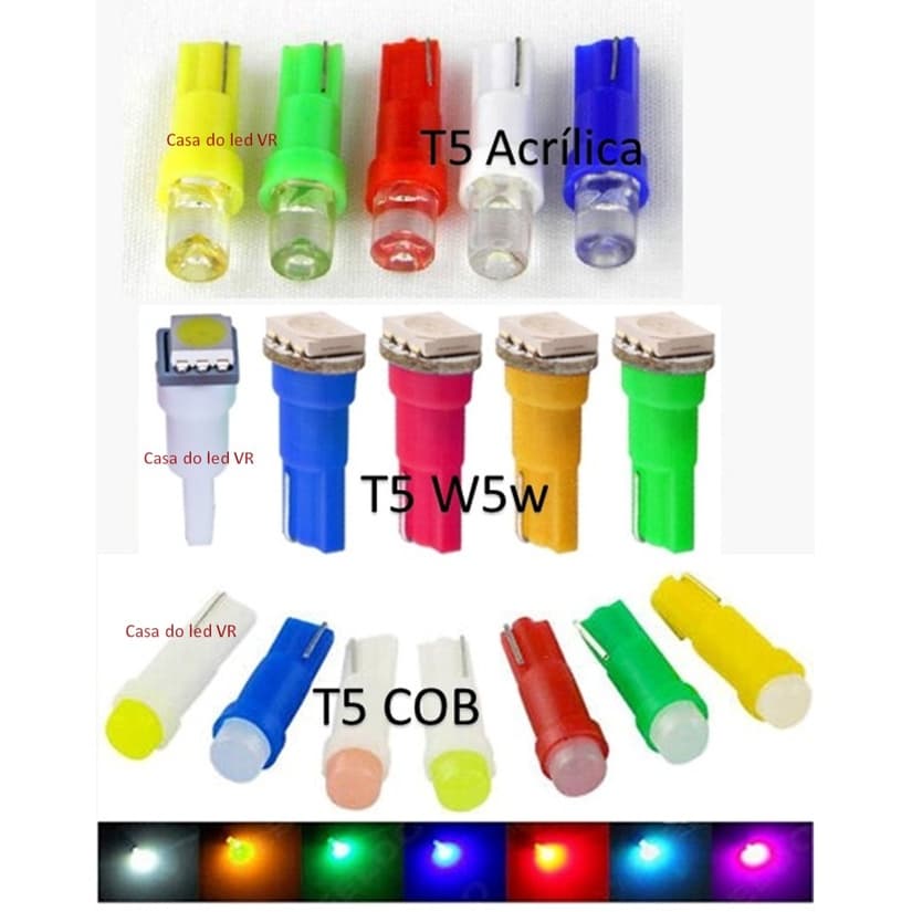 5/10 x Lampada T5 Led painel pinguinho T5 cob T5 w5w T5 acrílica lâmpada automotiva Carro Moto