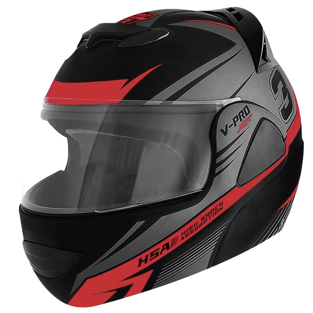 Capacete V-Pro Jet 3 58 Cinza/Vermelho Pro Tork