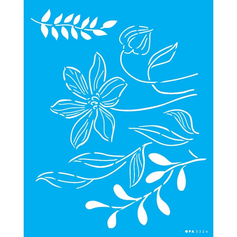 Stencil Organico Flor e Folhas 20x25 Opa 3324