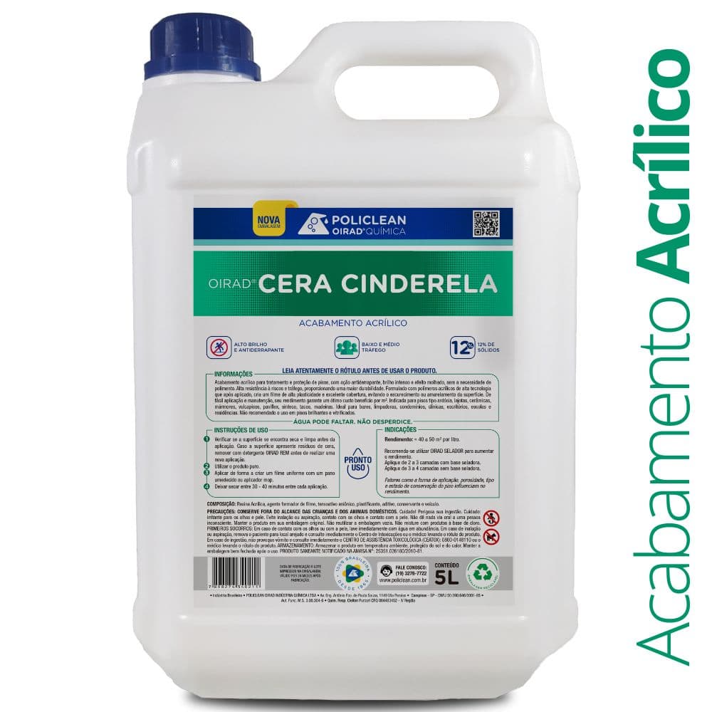 Cera Cinderela Acabamento Acrílico De Alto Brilho E Ação Antiderrapante 5 Litros