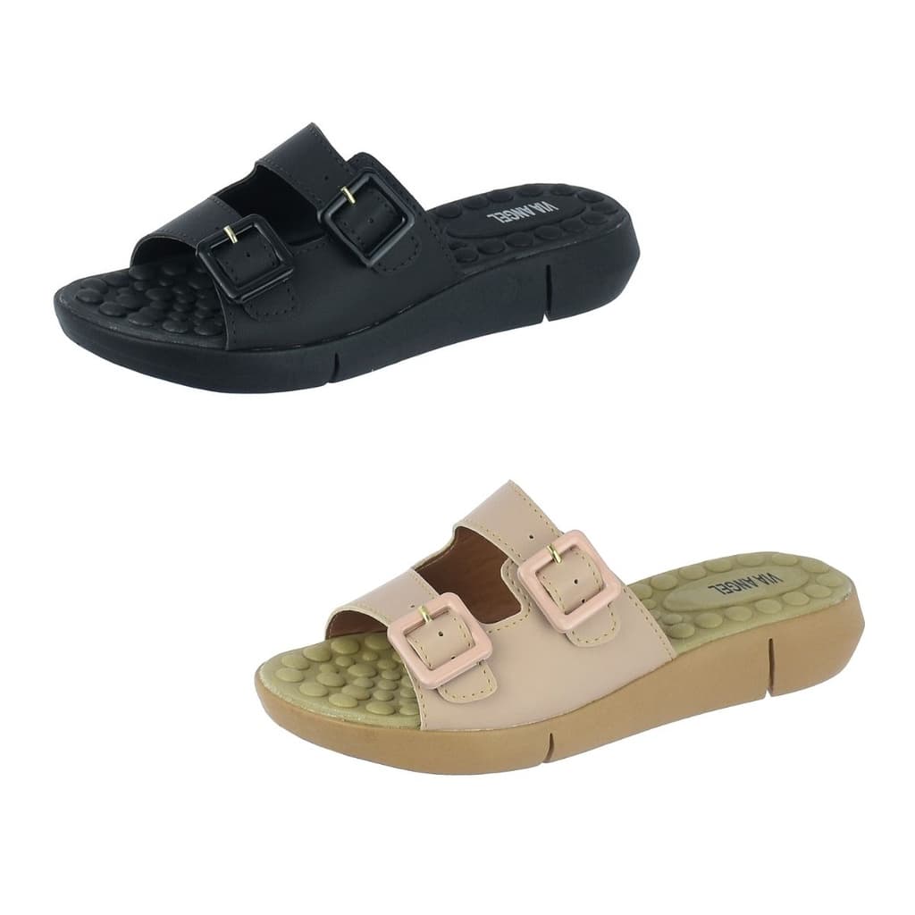 Kit 2 pares Chinelo Ortopédico Feminino Birk Fivela Confortável Macio Via Angel 56.02