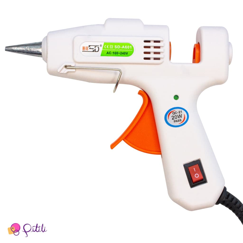 Pistola De Cola Quente Chinesinha Top, Bivolt, Bico Fino, Botão Liga Desliga 20w
