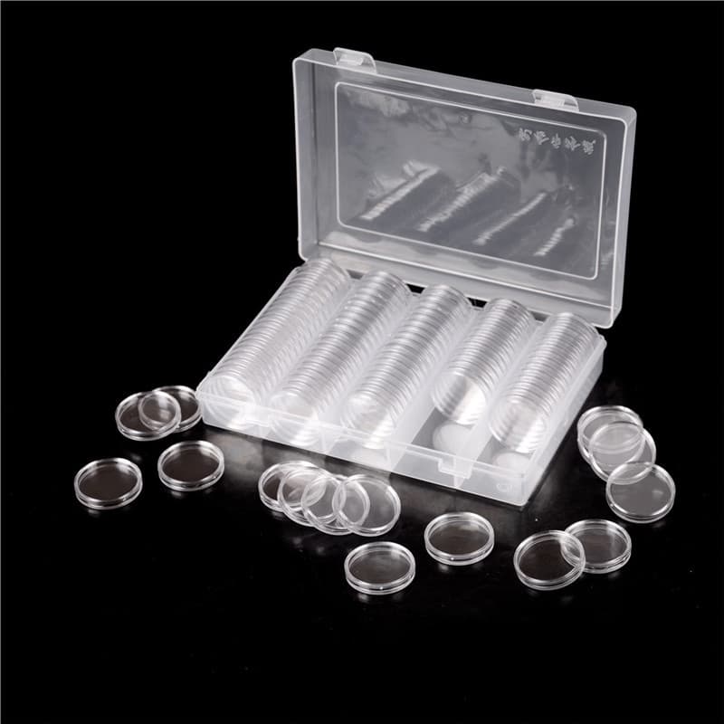 kam 100pcs Cápsulas De Moedas Transparentes Porta Caixas De 27mm Armazenamento Redondas ka