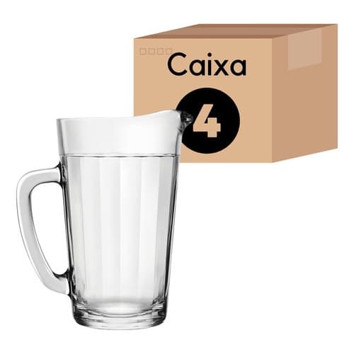 kit 4 Jarra De Suco Vidro Estilo Copo Americano 750ml C/alça Nadir