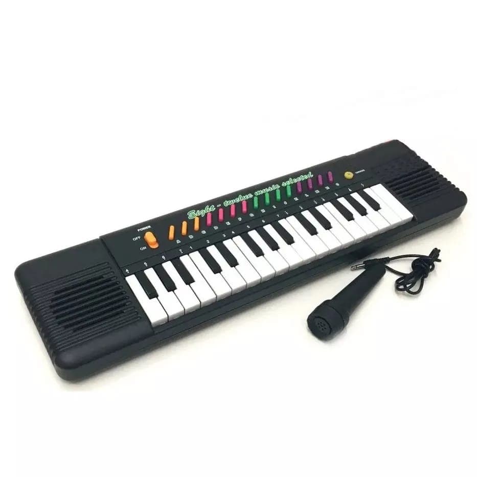 Brinquedo teclado piano com microfone infantil