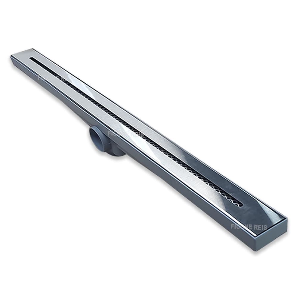 Ralo Linear Banheiro 5x70 Inox 304 Ciclope Caixa Sifonada Cinza com Tel