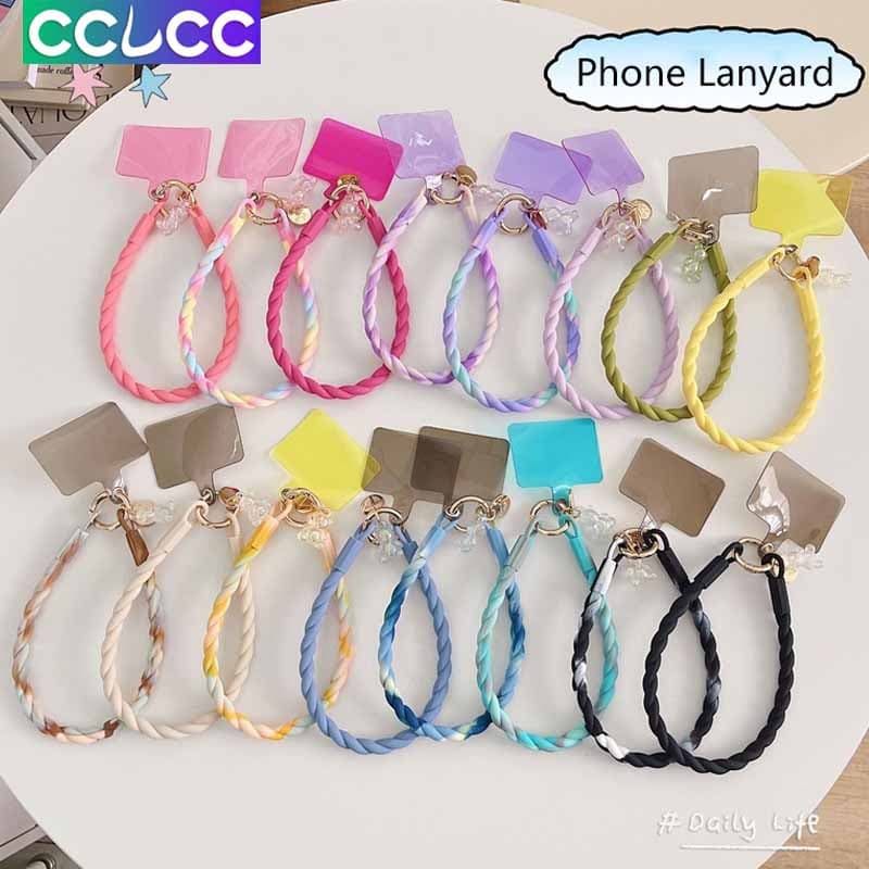 CCLCC Telefone Celular Cordão De Silicone Com Pingente De Urso , Corda De Pulso Curta Tecido À Mão Portátil Colorido Universal Anti-Perda Anel De Suspensão Para iPhone/Android Phones