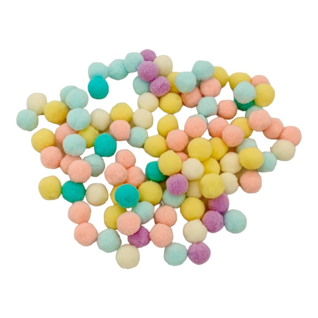 100 Bolinhas Pompom de Tecido de 15mm (1,5cm) Artesanato - Candy