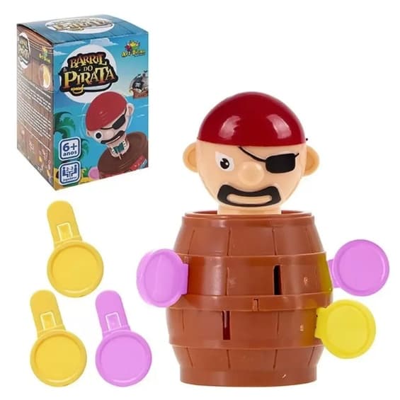 Jogo Barril do Pula Pirata  Mini Infantil 10x4,5 Brinquedo crianças