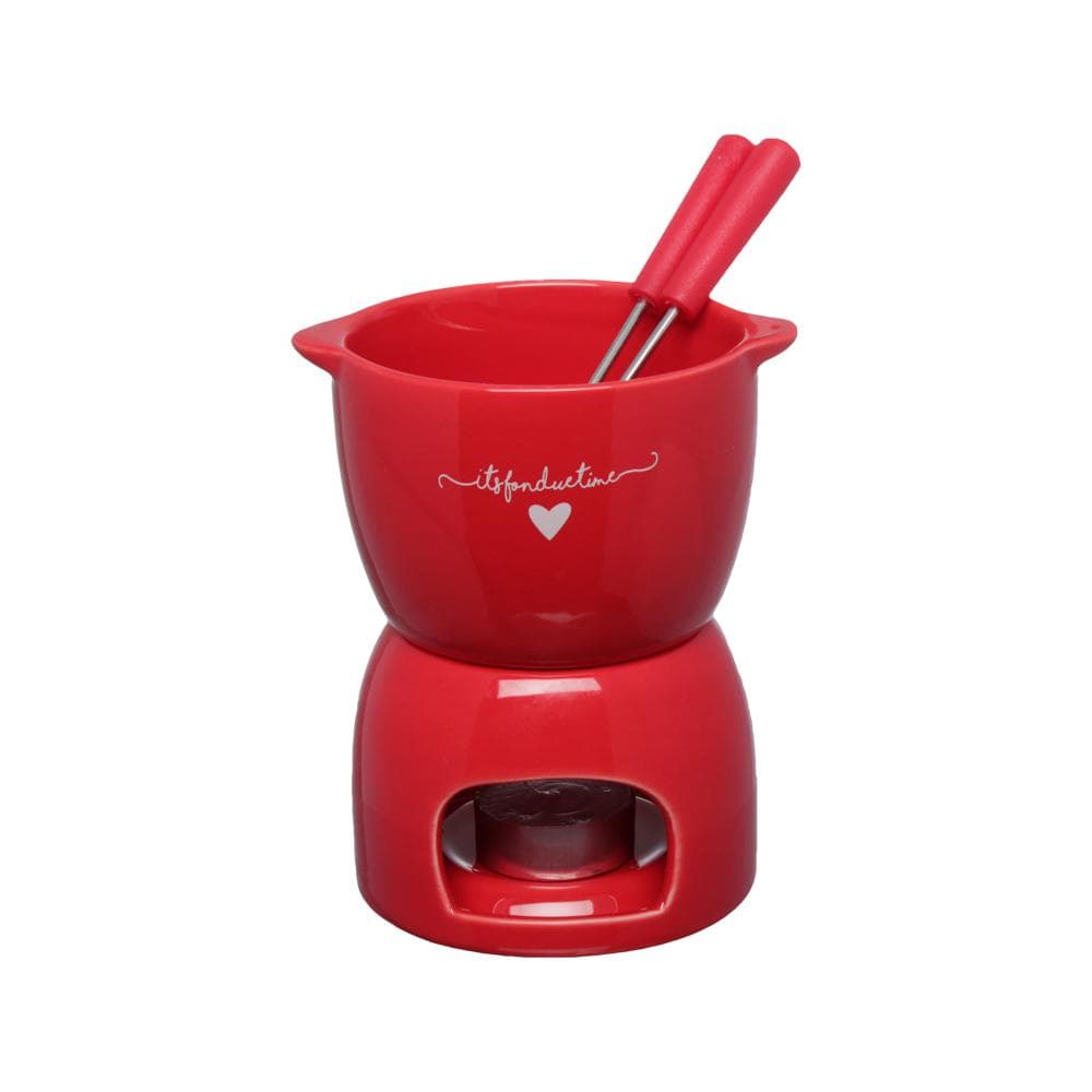 Conjunto para Fondue L'Amour em Cerâmica Vermelha 300ml 5 Peças - Hauskraft