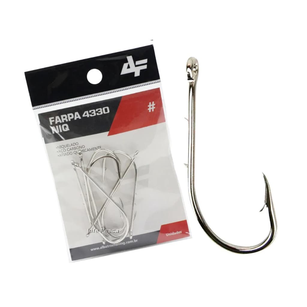 Anzol Albatroz Fishing 4330 Níquel N°06 Cartela com 32 Unidades