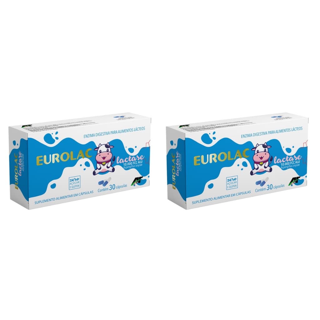 Kit 2x Eurolac Lactase 10.000 FCC ALU Com 30 Cápsulas