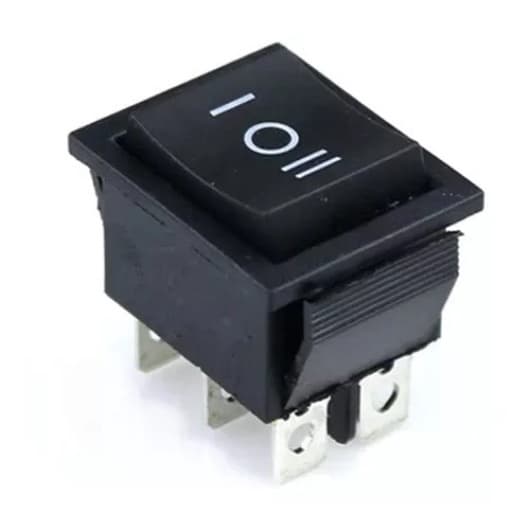CHAVE GANGORRA ON/OFF/ON 6 POLOS PRETA 15A-250V
