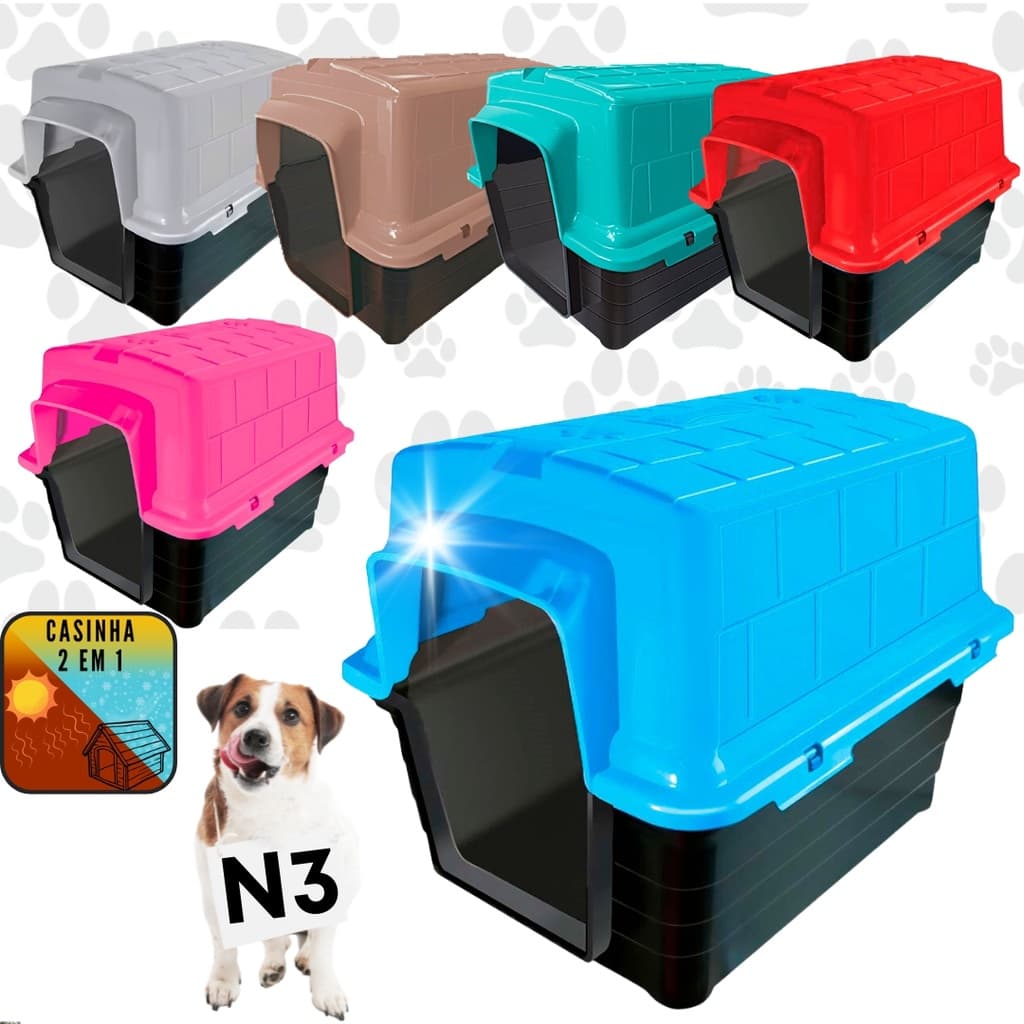 Casinha Casa Cachorro Cão Proteção 2 Em 1 N3 Furacão Pet