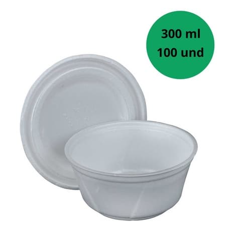 Pote Isopor com tampa 300ml descartavel para sopas caldos açai 100 unidades