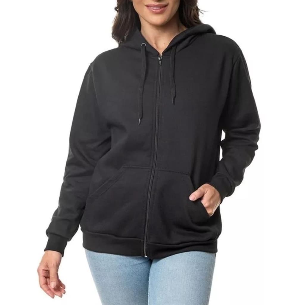 Moletom Feminino Liso Abrigo  Blusa Moleton Casaco com Capuz e Ziper