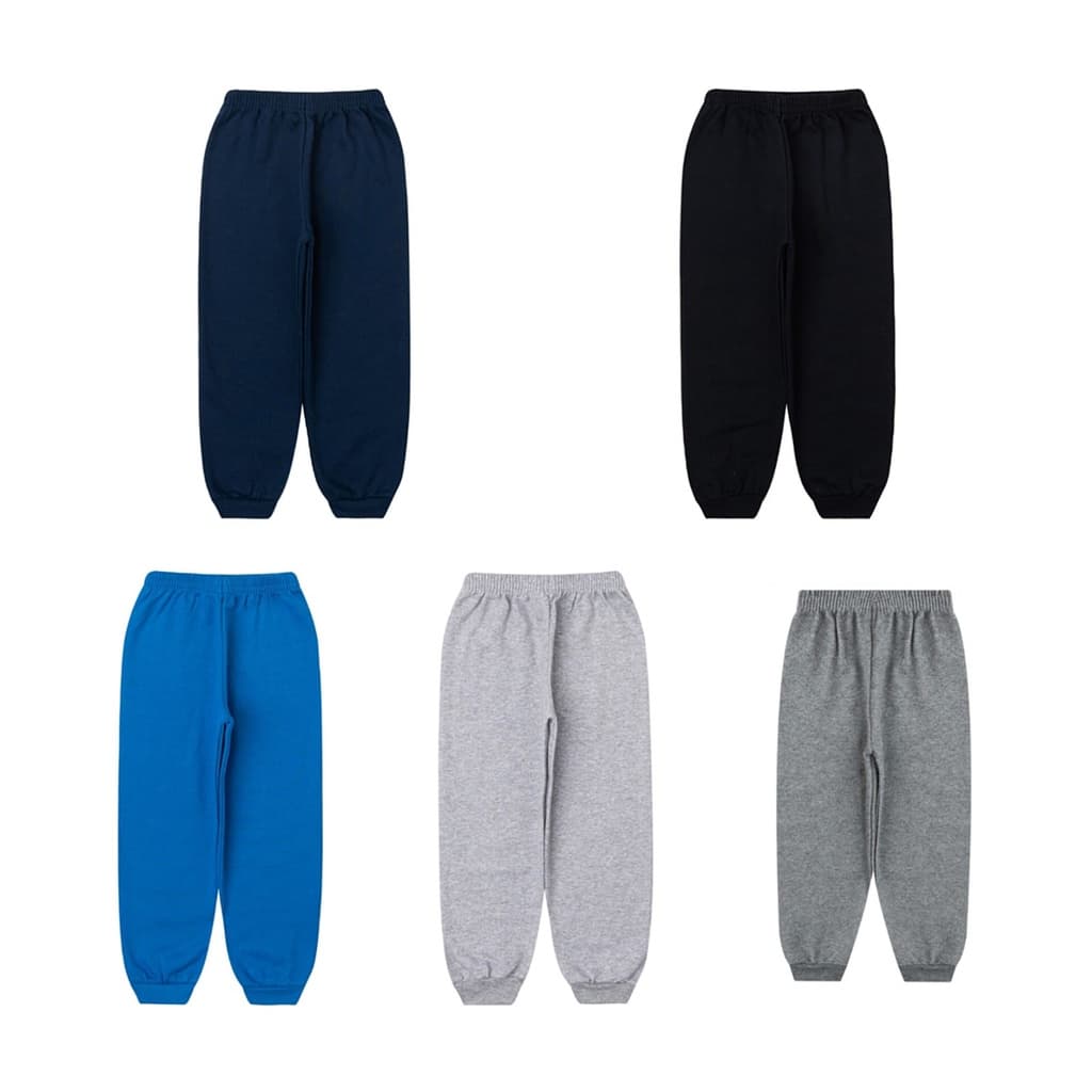 Calça Moletom Punho Juvenil Flanelada Menino Masculina 10 12 14 16 Preta Marinho Mescla Azul Infantil