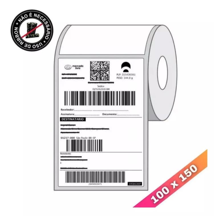 200 Etiquetas 10x15 100x150 Térmica Serrilha Zebra Elgin