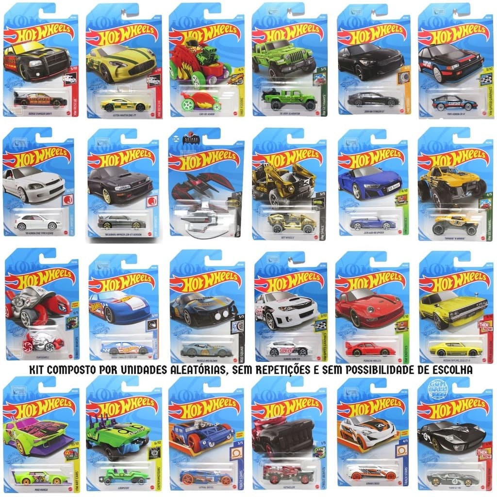 Kit com 2 carrinhos Hot Wheels Mattel Modelos sortidos sem repetição