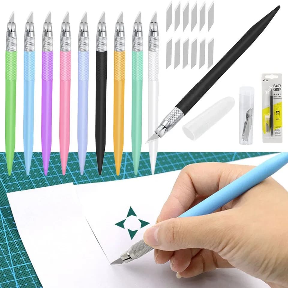 Estilete Precisão Bisturi 12 lâminas colorido pachwork br