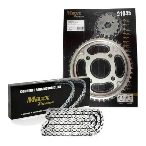 Kit relação de transmissao Cg 160 Titan Fan Start kit coroa + Pinhao e Corrente transmissão 428H X 118L maxx premium
