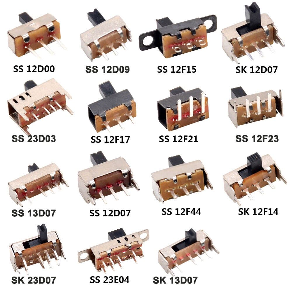 Interruptor Deslizante Mini, 10 Peças - 2 ou 3 Posições (SPDT/DPDT)
