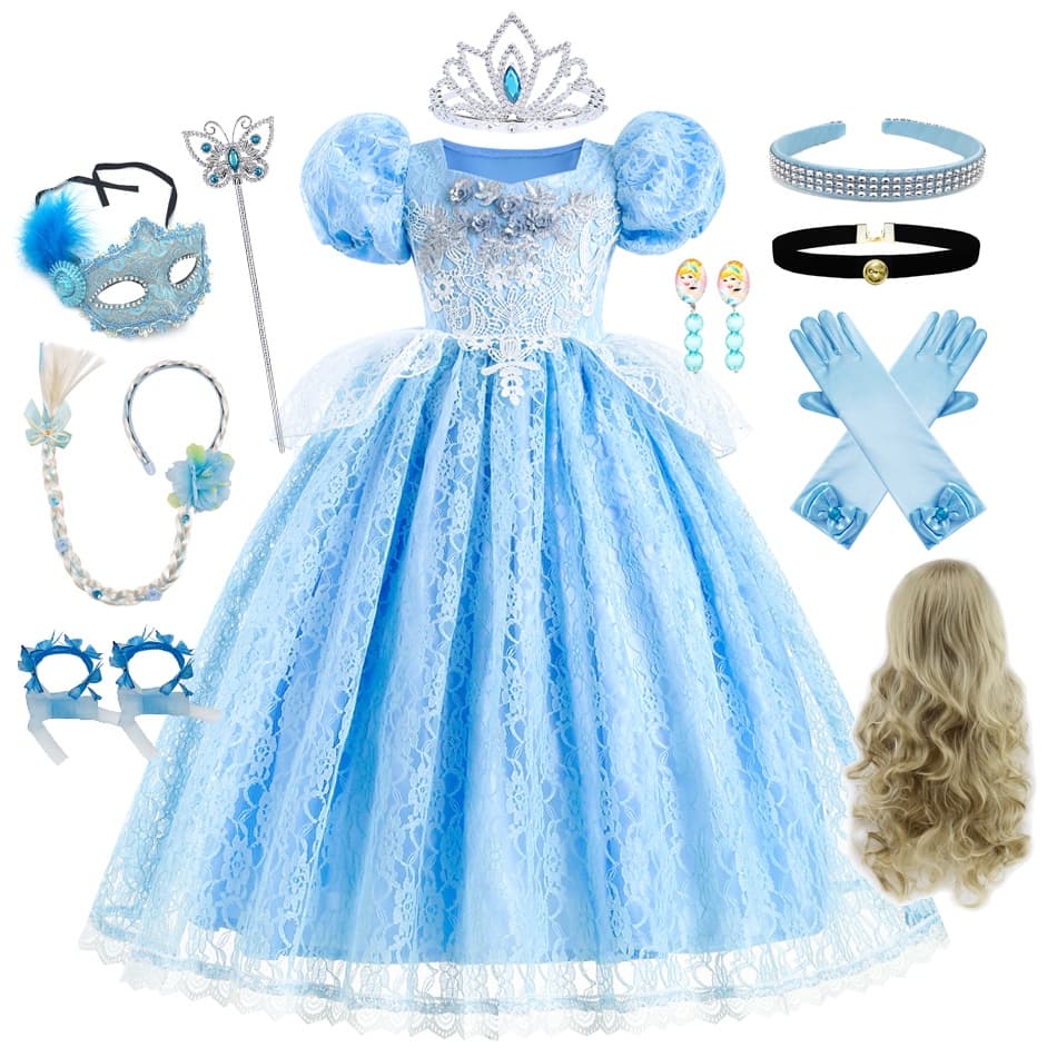 LXAA Princesa Cinderela Vestido Para Meninas Festa De Halloween Cosplay De Aniversário Lantejoulas Decoração