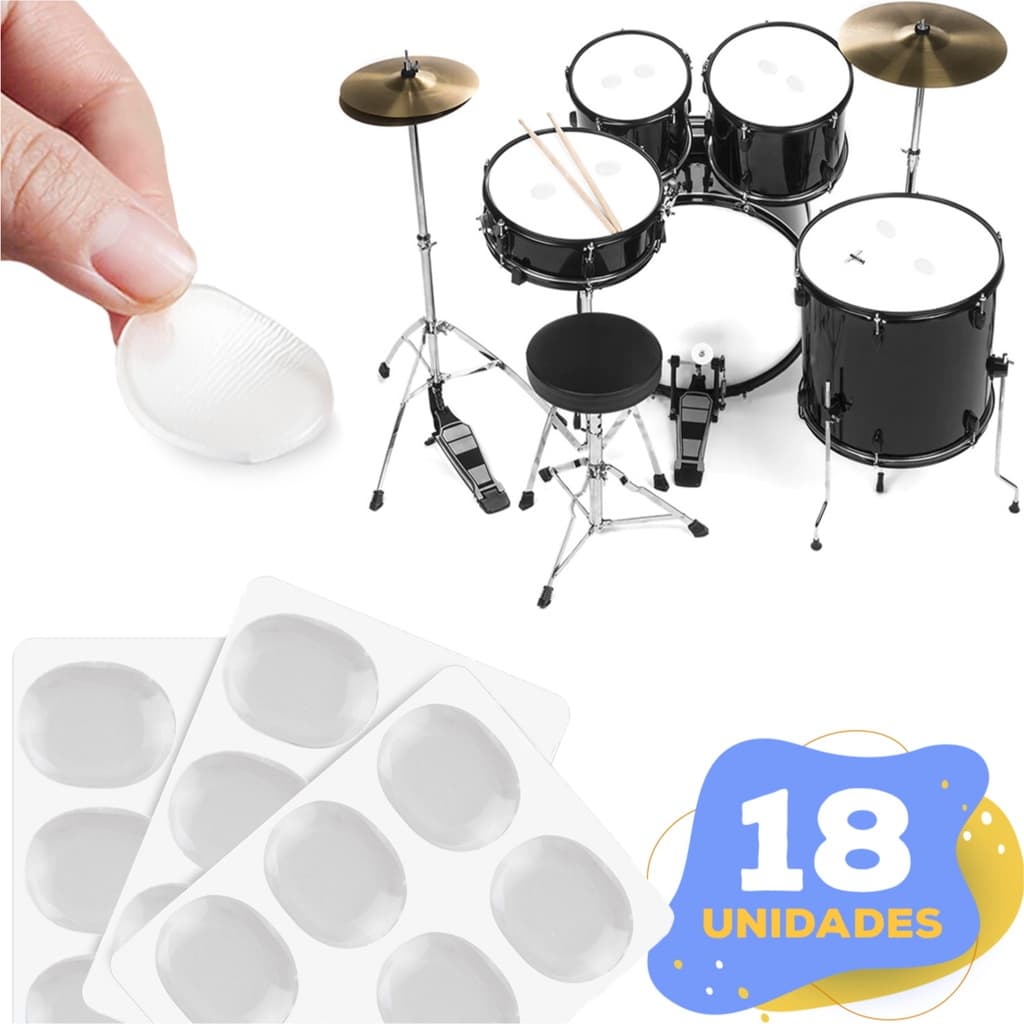 18  Unidades Abafador Gel Bateria Percussão Pele Muffle Controle de Ressonância Reutilizável