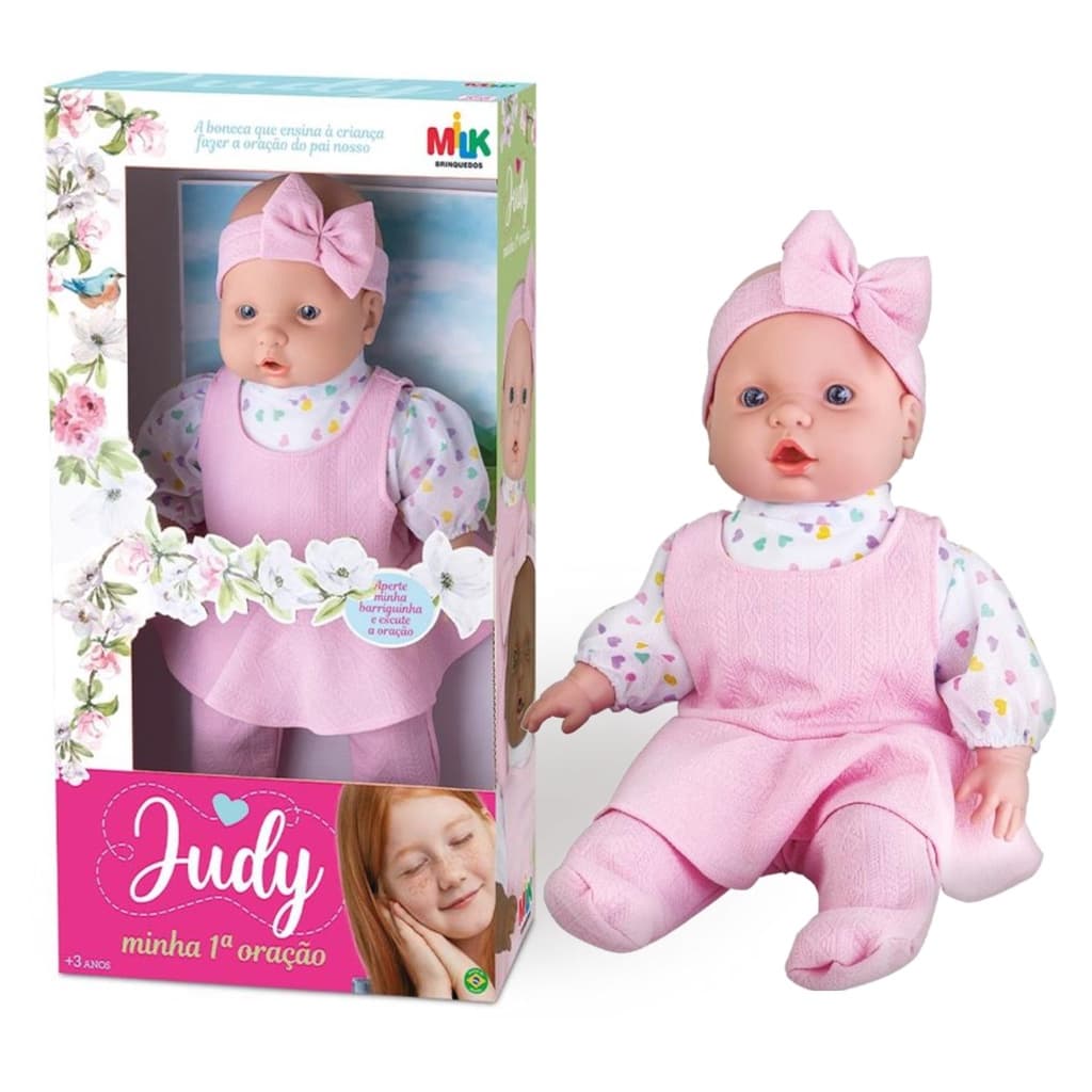 Boneca Judy Minha 1ª Oração Reza O Pai Nosso Milk Brinquedos