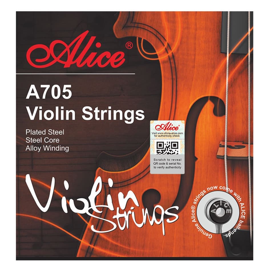 Conjunto de cordas de violino Alice A705 Núcleo revestido de aço inoxidável Ni-FE enrolamento 4 cordas