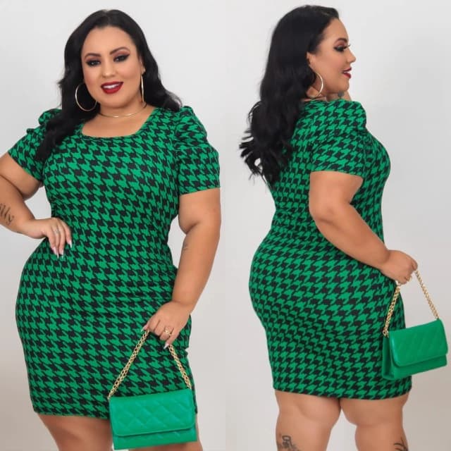 Vestido Feminino Plus Size Princesa Esmeralda Estampado