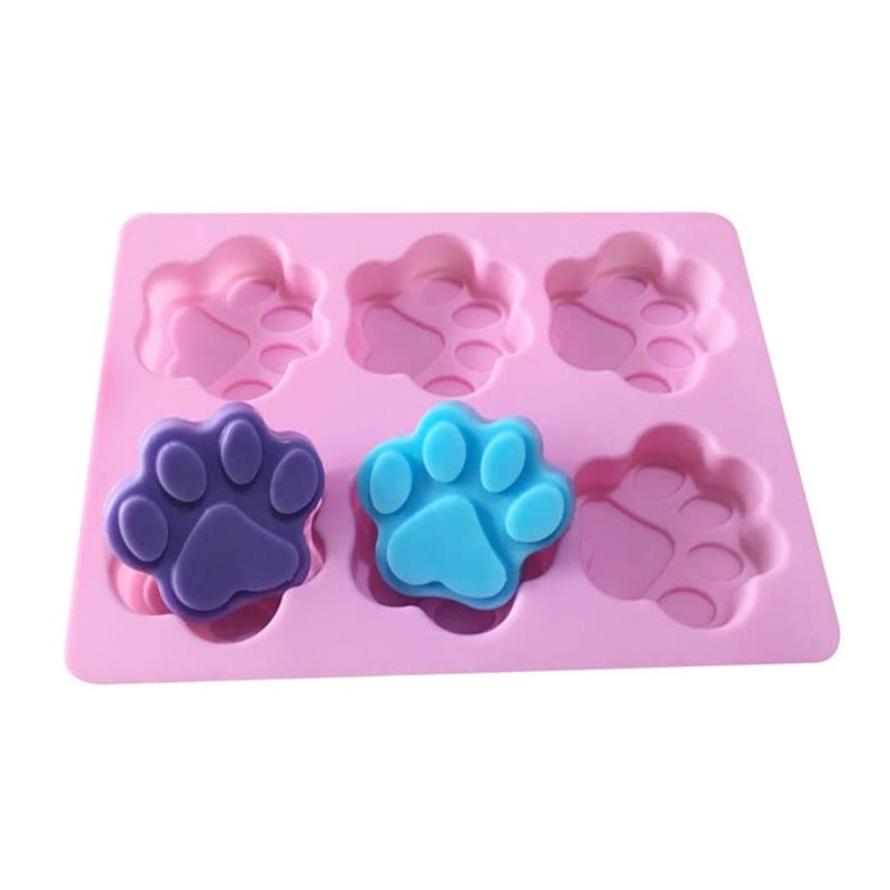 6 Cavidades Ferramentas De Fabricação De Sabão Pés De Gato Padrão Bolo Chocolate Molde De Silicone Não-Tóxico Acessórios