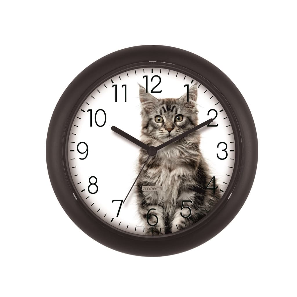 RELOGIO DE PAREDE GATO 24CM PRETO