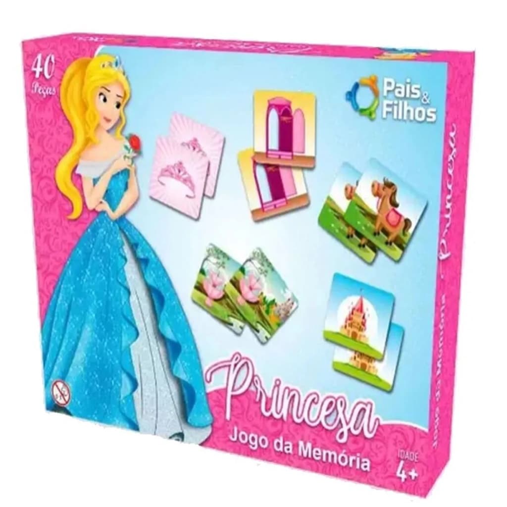 Jogo da Memória Personagem Princesa 40Pçs - Pais e Filhos | Brinquedo | Jogos de Tabuleiro | Jogos de Carta