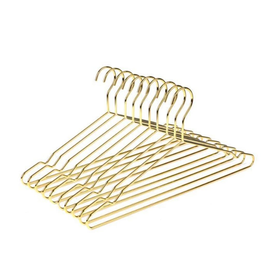 10 Cabide Adulto Cava Cor Dourado Arame Metal Tintureiro Quarto