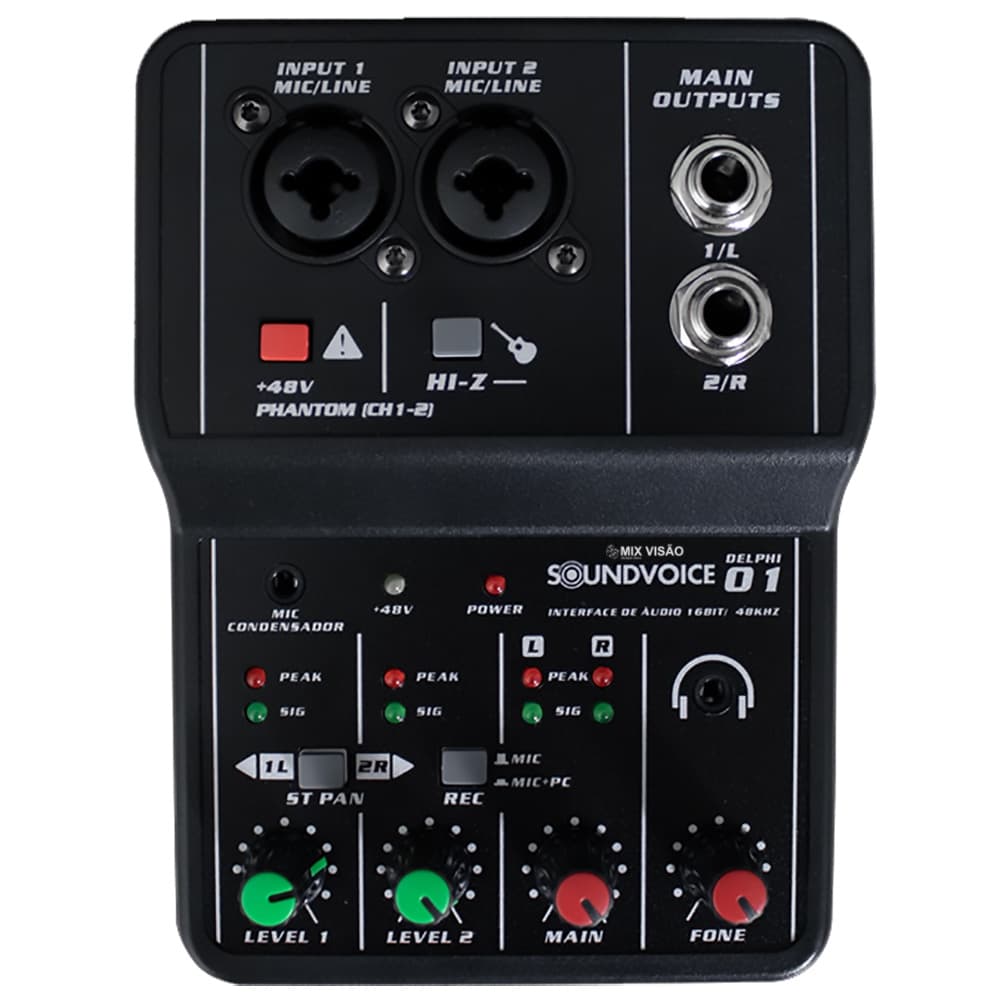 Mesa De Som 2 Canais Interface De Audio Delphi-01