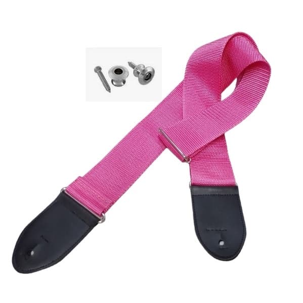 Correia Violao/Guit 5cm Simples c/regulagem - Rosa +Roldanas