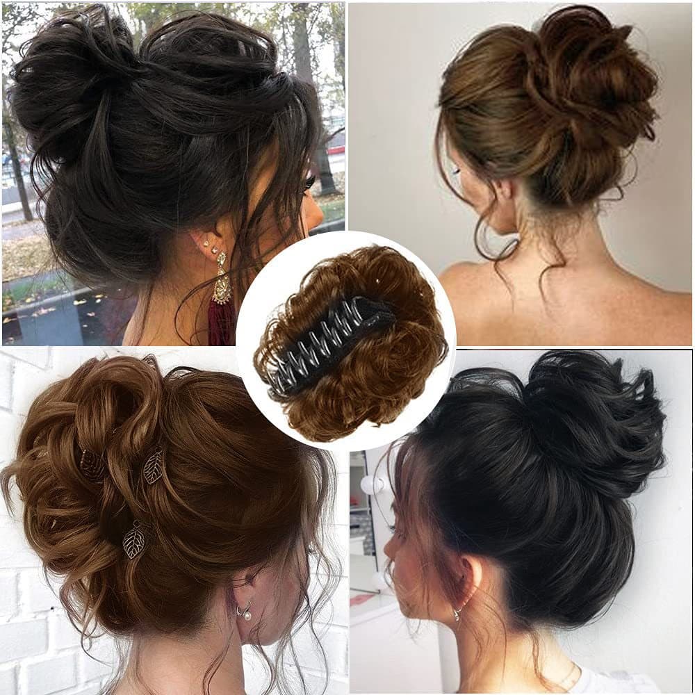 Clip De Garra De Coelhinho Curto Chignon Desalinhado Em Pedaço De Cabelo Sintético Ondulado Encaracolado Extensões De Rabo De Pônei Peças Scrunchie Para Mulheres