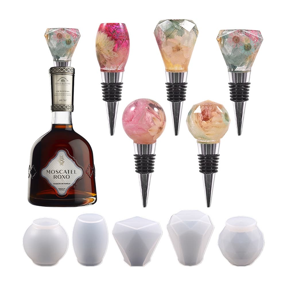Tampa De Garrafa De Vinho Rolha De Cortiça Molde De silicone circular De Cristal triangular Resina Epóxi Decoração