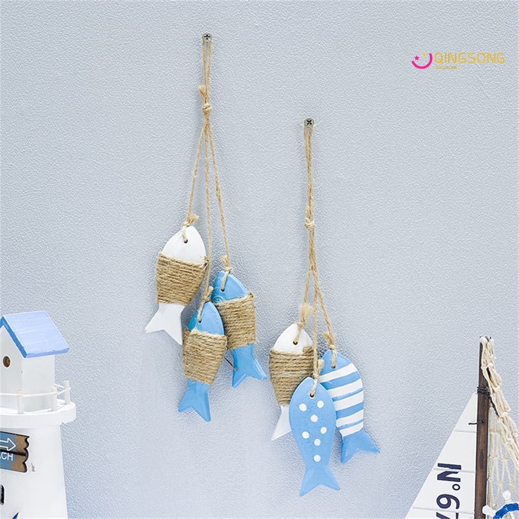 Pingente De Peixe Design Parede DIY Sem Glitches Decorativo De Madeira Estilo Marinho Ornamento Pendurado Para Quarto