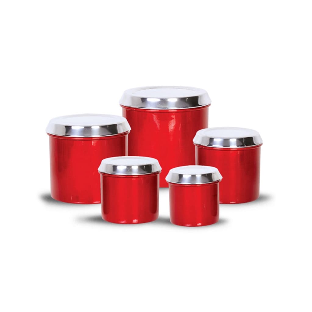 Conjunto 5 Peças Latas Alumínio Colorido Eletrostático Polido Ideal para Mantimentos