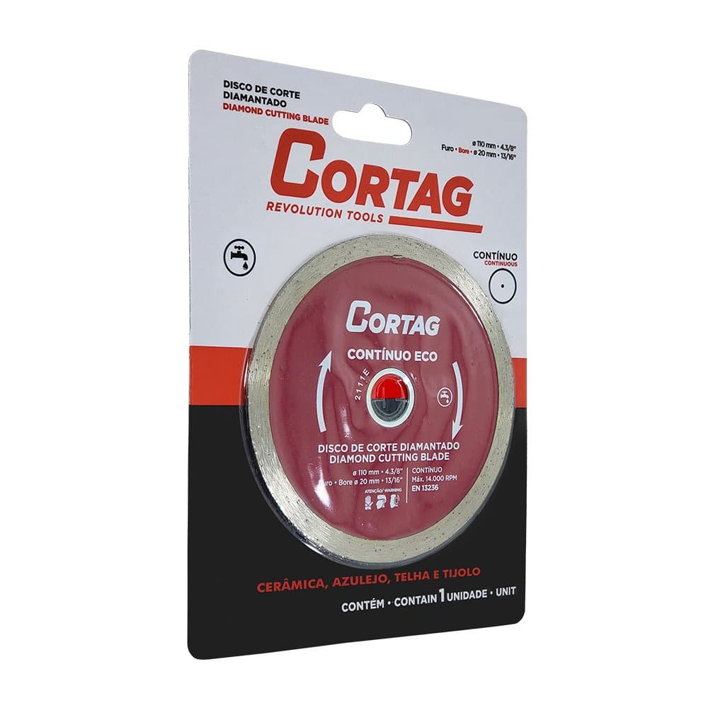 Disco Corte Diamantado 4.3/8'' 110mm Furo 20mm Continuo Eco Cortag