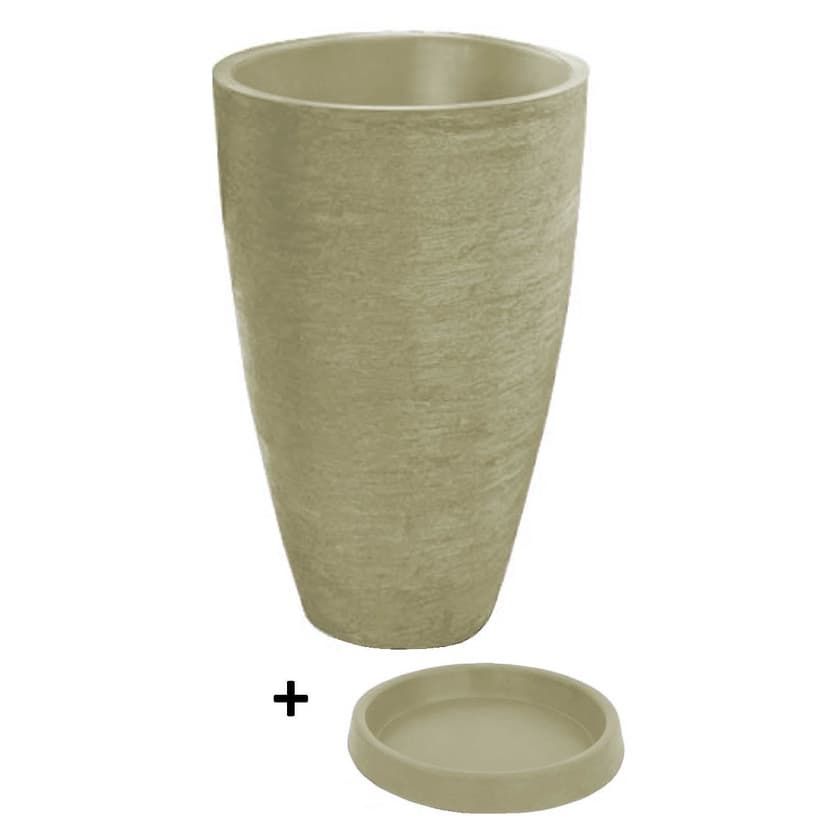 Vaso Com Prato Planta Oval Moderno Polietileno 45x30