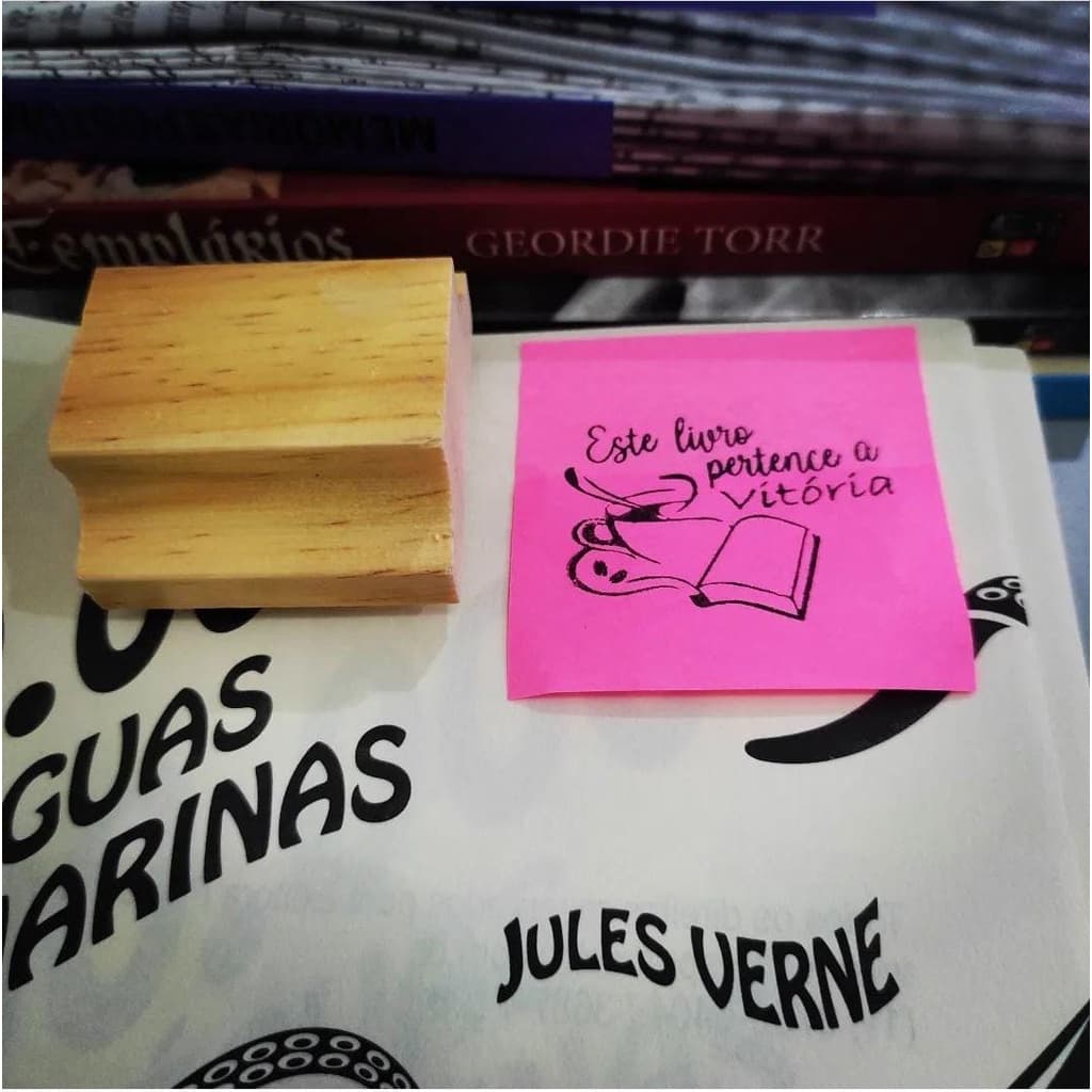 Carimbo para Livros  - Biblioteca Particular - Acervo Pessoal - Ex Libris + ALMOFADA